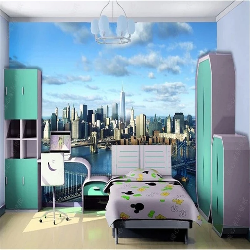 Custom 3d photo wall papers home decor modern architecture New York City World Vision Development mural wallpaper for walls 3 d