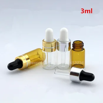 

100x 3ML Amber Small Glass Tiny Dropper Bottles Vials For Essential Oil Sampling