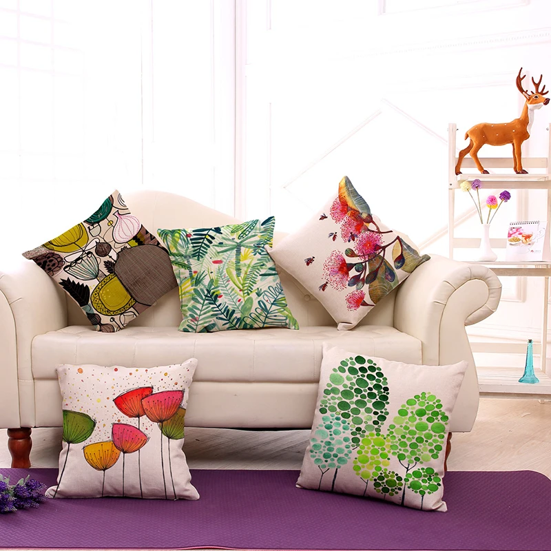 

Throw pillow covers Home decoration Cushion covers 45x45cm abstract flower bird printing for pillows decor home sofa pillows