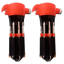 Ручные инструменты безопасности автомобиля молоток 8 в 1 Многофункциональный с 3 светодиодный/5 отверток/магнитный шток