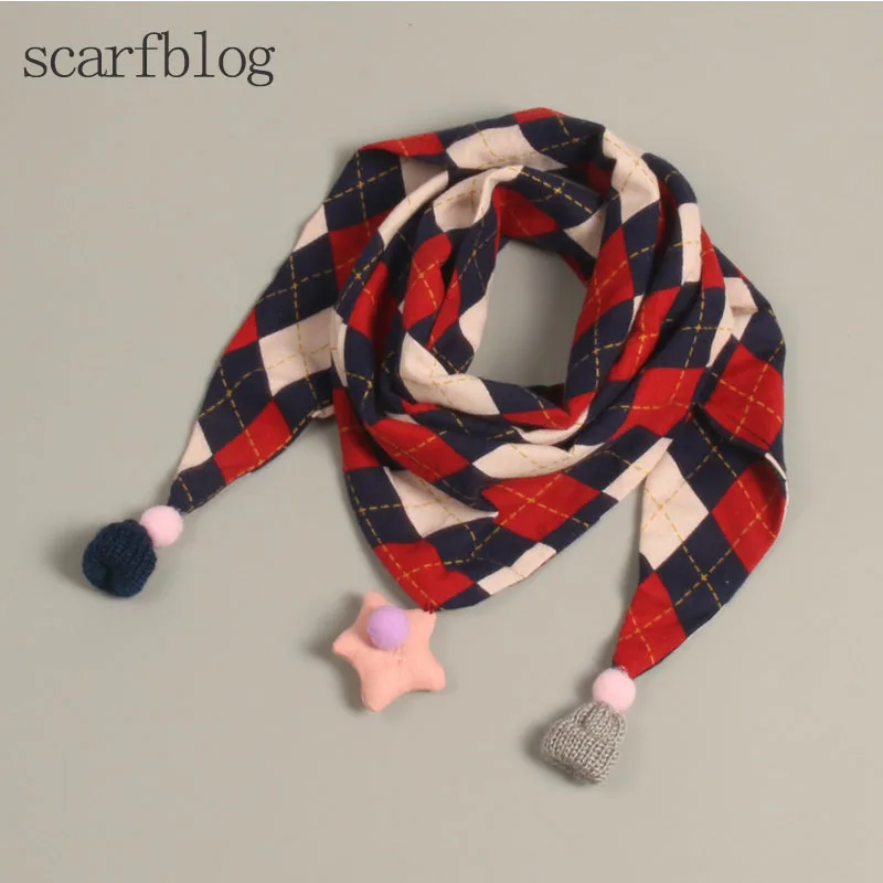 

ScarfblogChildren's Cotton Scarf Child Baby Kids Soft Cotton Scarf Triangle Plaid Warm Cashmere Scarves Blanket Shawls 60*110cm