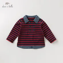 DB11457 dave bella/осенний пуловер для маленьких мальчиков; детская футболка в полоску с длинными рукавами; топы высокого качества для малышей; хлопковые футболки