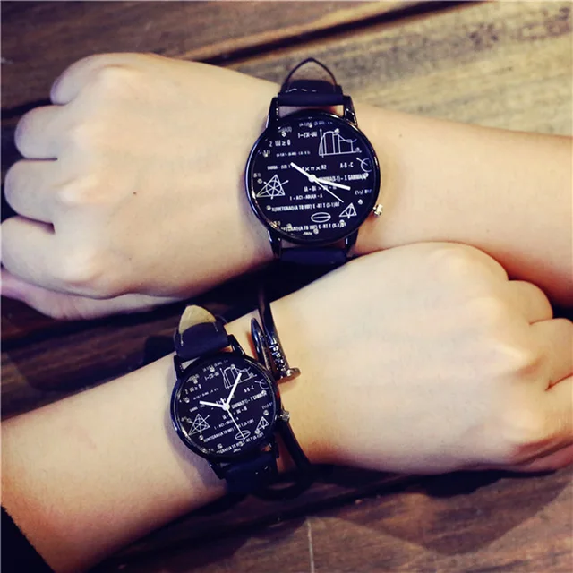 Student Fashion Trend Math Dial Lovers' Watch Men Campus style Casual Quartz Wat Student Fashion Trend Math Dial Lovers' Watch Men Campus style Casual Quartz Wat