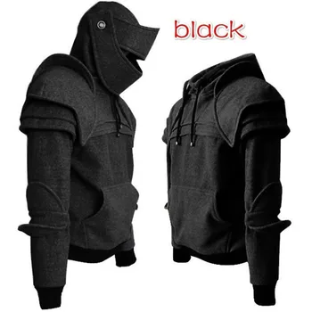 

New Cosplay medieval vintage warrior soldier knight mask armor knee Sweater top jacket Sweatshirt for men autumn costumes
