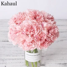 Flores artificiales de seda para decoración del hogar, ramo de boda falso de alta calidad, peonía, para novia y sala de estar
