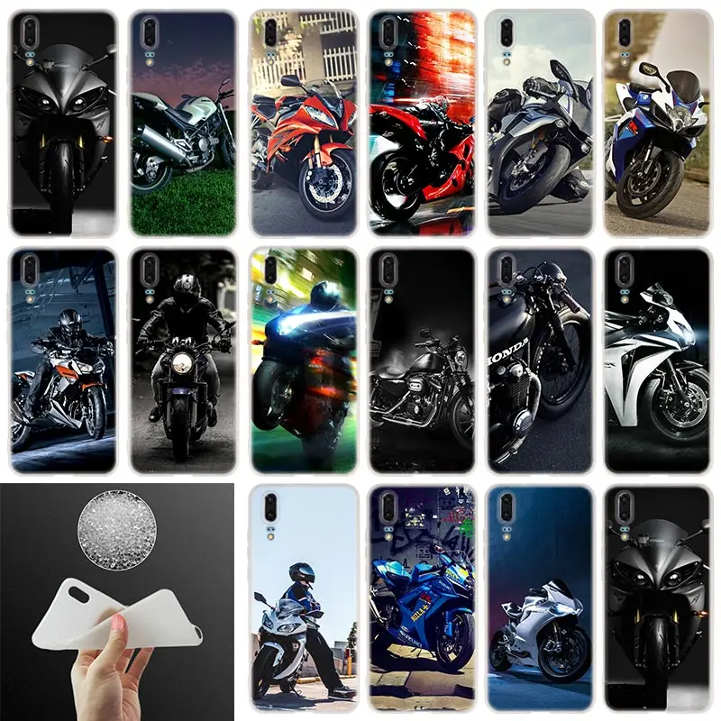 

motor bike Soft Silicone Phone Case For Huawei P30 P20 P30Pro P10 P9 P8 Lite 2017 P samrt 2019 Plus Cover