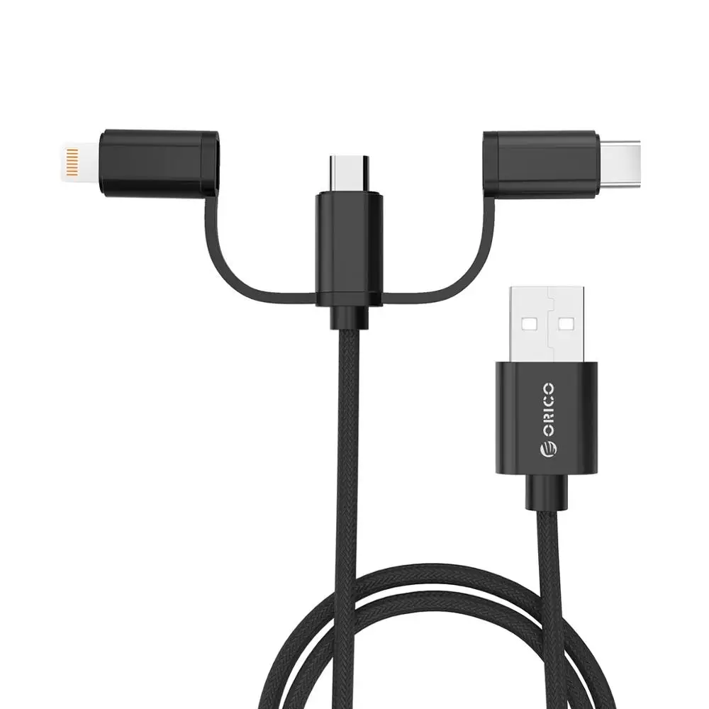 ORICO HT3 3 в 1 USB кабель для зарядки и передачи данных для iPhone huawei P20 Xiaomi 8 samsung - Цвет: Black Cable