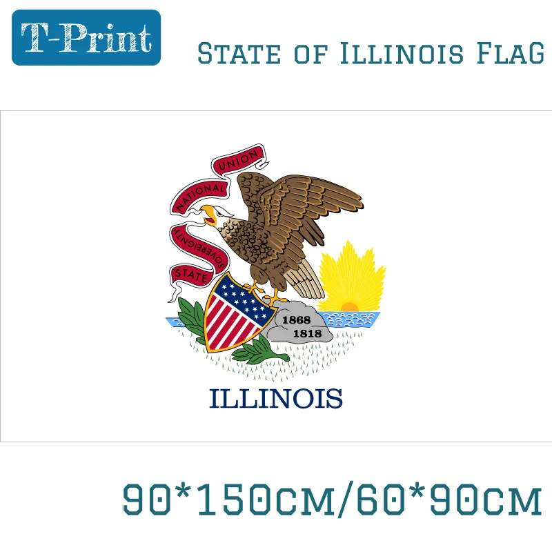 

3x5ft Banners with Brass Metal Holes 150*90cm 60*90cm USA State of Illinois Flag For Vote Office Decoration