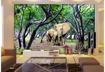 

3d wallpaper custom photo non-woven mural wall sticker forest elephant mother and son painting 3d wall room murals wallpaper