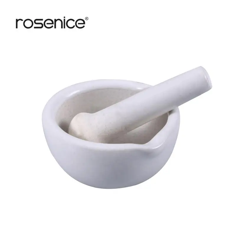 

ROSENICE Porcelain Pepper Mill Mortar Pestle Pugging Pot Garlic Spice Grinder Pharmacy Herbs Bowl Mill Crusher Kitchen Gadget