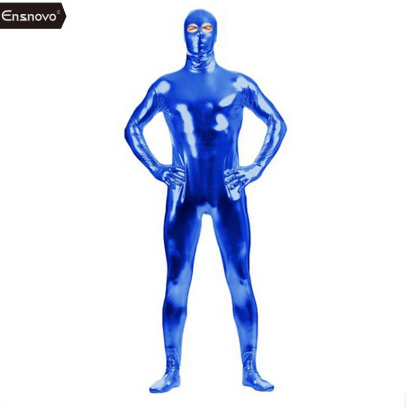 Men Catsuit Open Eye Spandex Shiny Metallic Zentai Suit Full Body Nylon Skin Open Eyes Costume Bodysuit mens bondage lingerie sexy fetish wear adult unitard latex lingerie cosplay costume