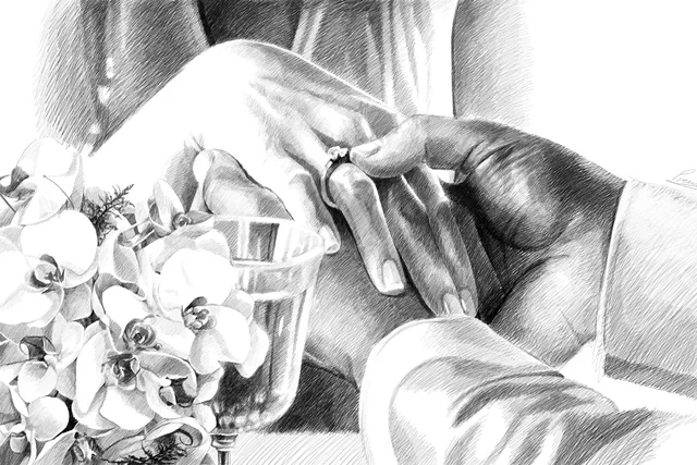 Wedding Rings And Hands Drawing Wallpaper KC715 Living Room Home - 640x427 - jpeg Wedding Hands Drawings