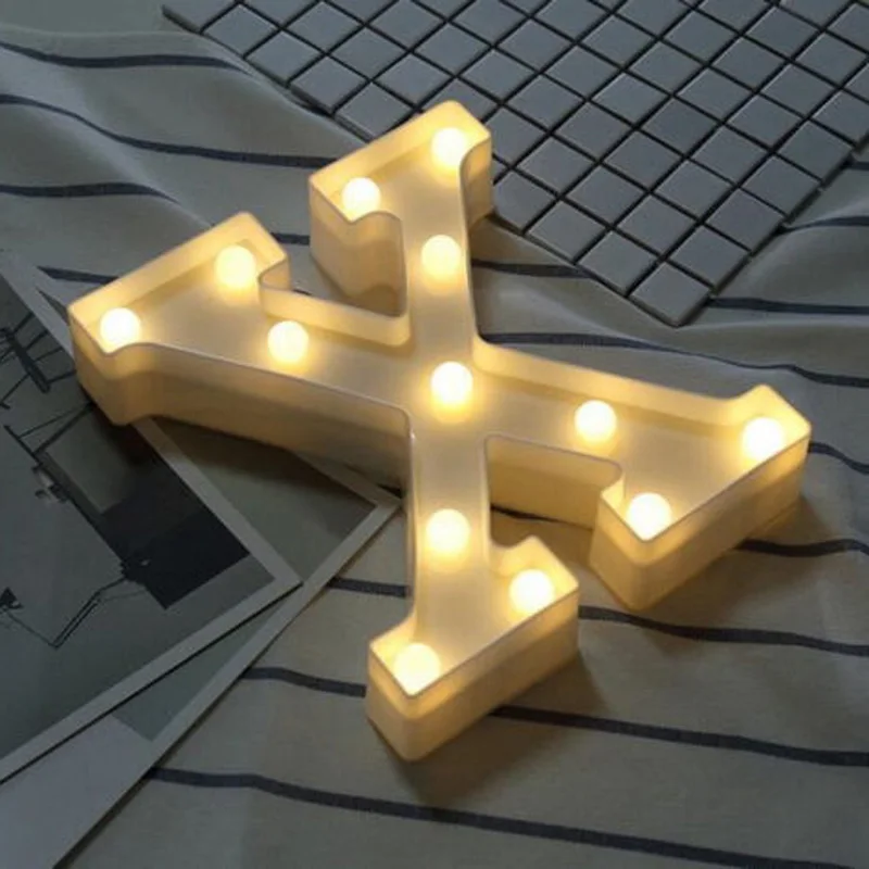 X Led Marquee письмо загорается Винтаж цирк Стиль Алфавит ночник знак подарки - Цвет: X