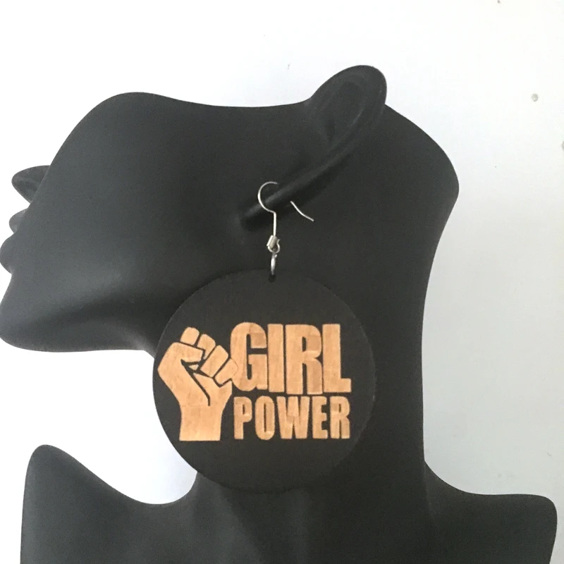 

Free Shipping!Girl Power Wooden earrings