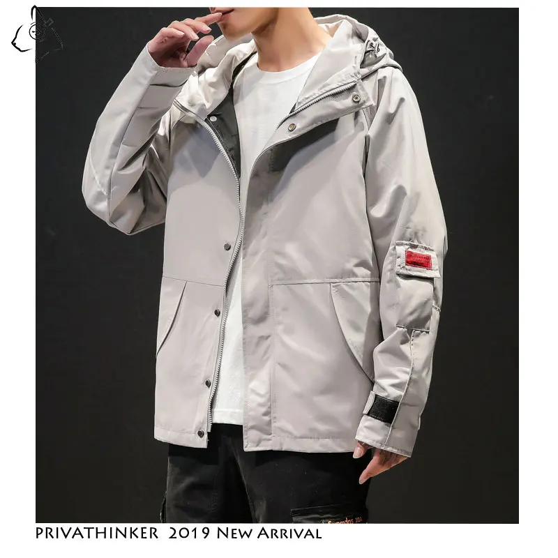 Privathinke Man Autum 2019 Japanese Streetwear Hooded Jacket Men Solid Causal Pocket Cargo Jacket High Collar Cotton Coat Privathinke Man Autum 2019 Japanese Streetwear Hooded Jacket Men Solid Causal Pocket Cargo Jacket High Collar Cotton Coat
