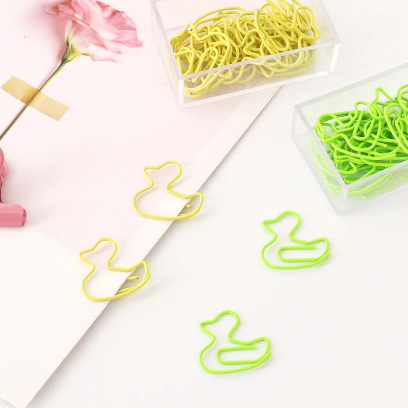 

TUTU 20pcs/box Metal Paper Clips Duck Cartoon Bookmark Memo Clip for Book Stationery School Office Gift Stationery H0311