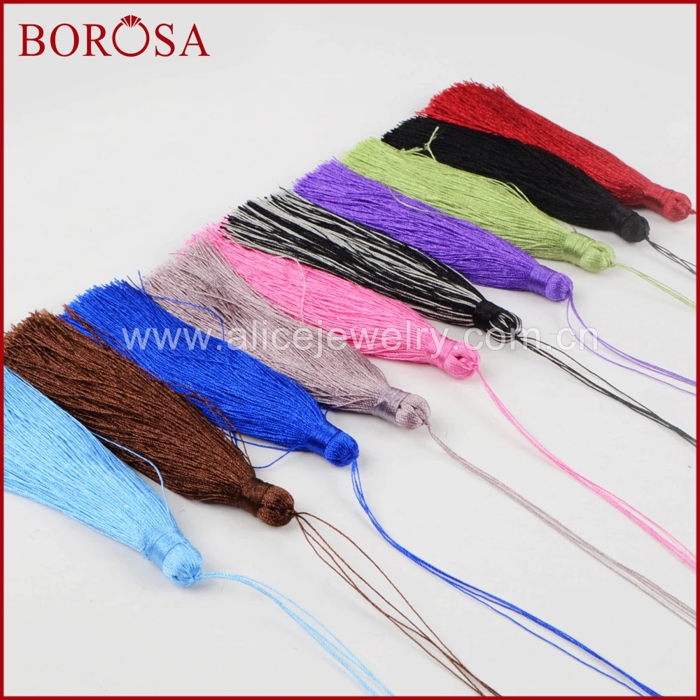 BOROSA 10 Colors Silk Charm Pendant Satin Tassel for Keychain Cellphone Straps Jewelry Charms Tassels DIY Accessories PJ061