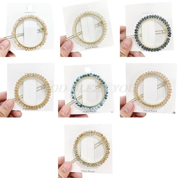 

Minimalist Wedding Bridal Round Circle Frog Bobby Pins Women Colored Imitation Crystal Beading Sweet Ponytail Hair Clip Barrette