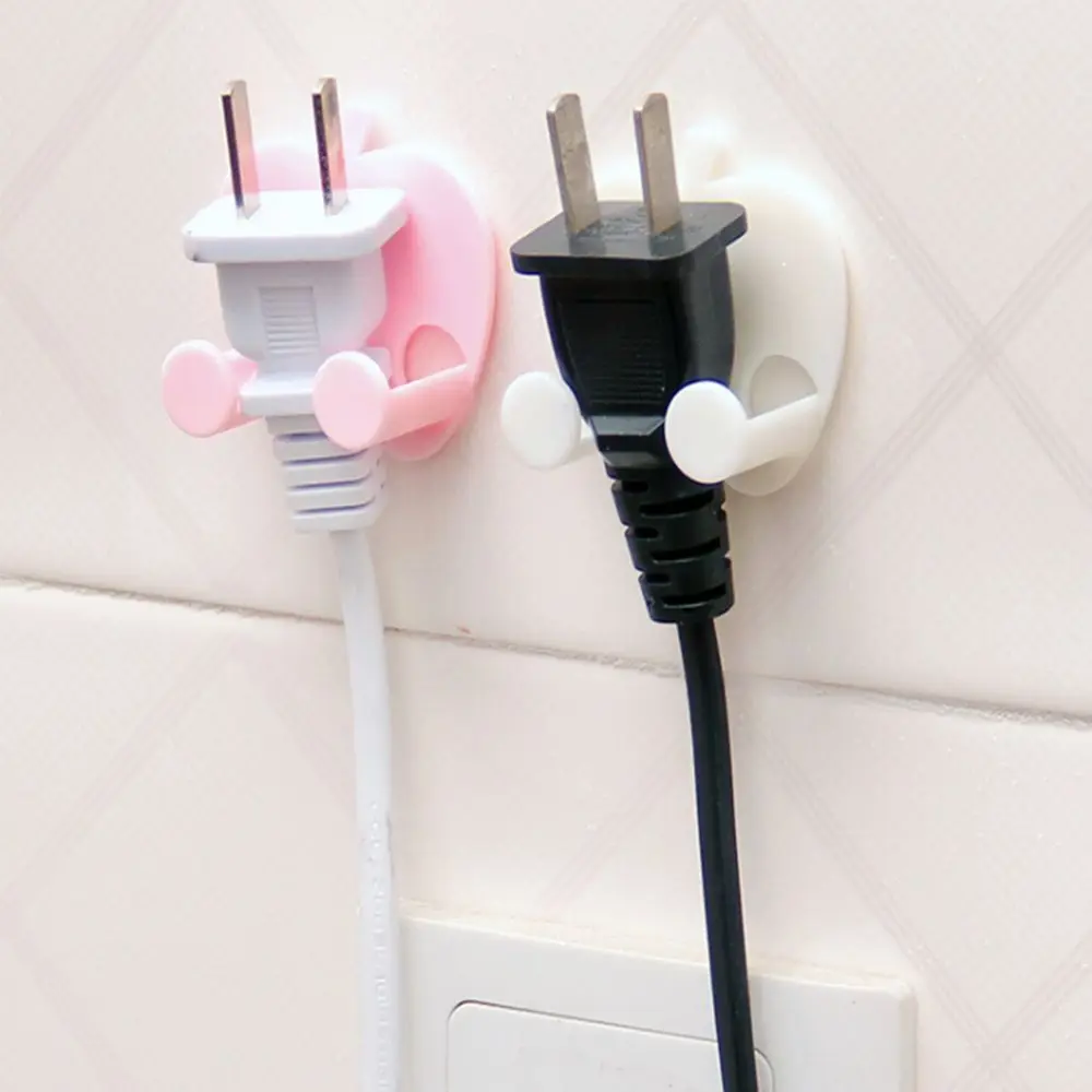 

10PCS Plastic Finishing Plug Holder Sticky Hooks Socket Attached Hook Phone Keys Rack 4.5*4cm Hanger Kitchen Storage Prateleira