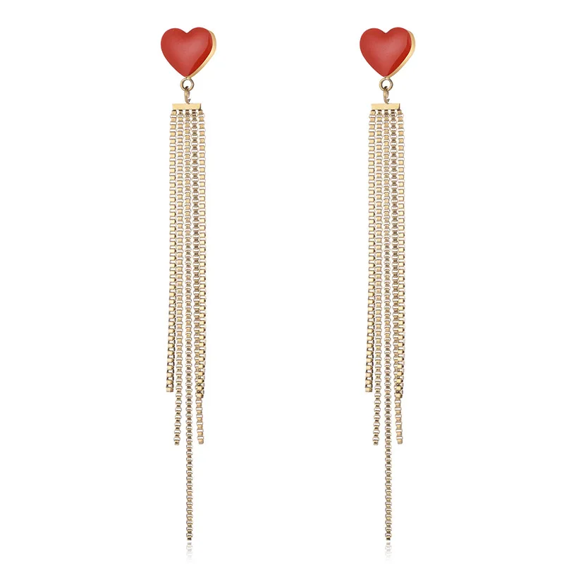 Cute Heart Long Chain Tassel Drop Earrings For Women New Alloy Pendant Earring Fashion Party Jewelry pendientes mujer | Украшения и