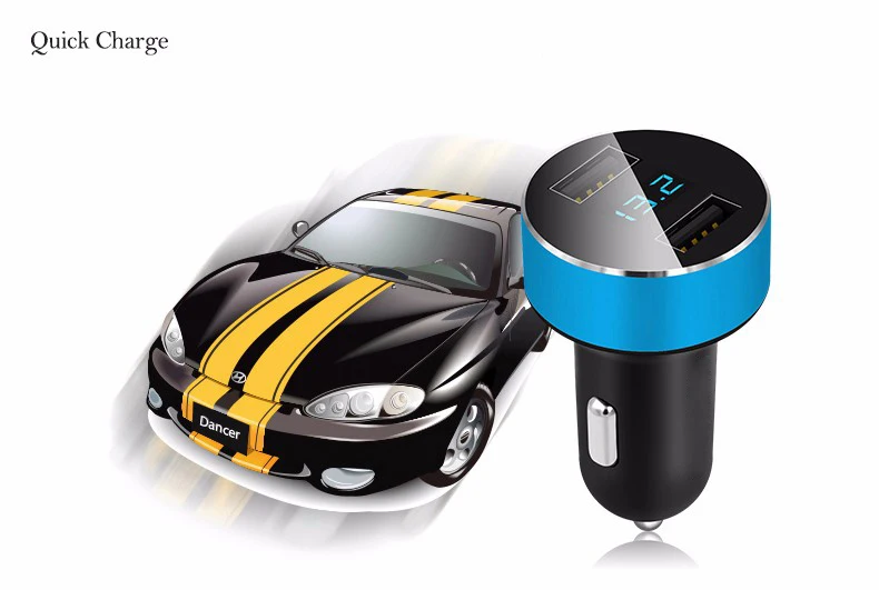 Универсальный автомобильный Зарядное устройство 5V 3.1A быстрая Зарядное устройство Dual с usb-портом, светодиодная Дисплей 2 Порты и разъёмы USB быстрое автомобильное Зарядное устройство с автомобилем Диагностика напряжения