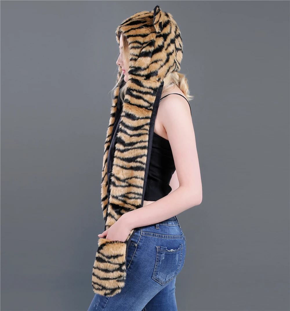  New Autumn And Winte Winter Faux Straw Women Hat Cap Fashion Cartoon 14 Animal Types Hats For Women Scarf Gloves HC64 (14)