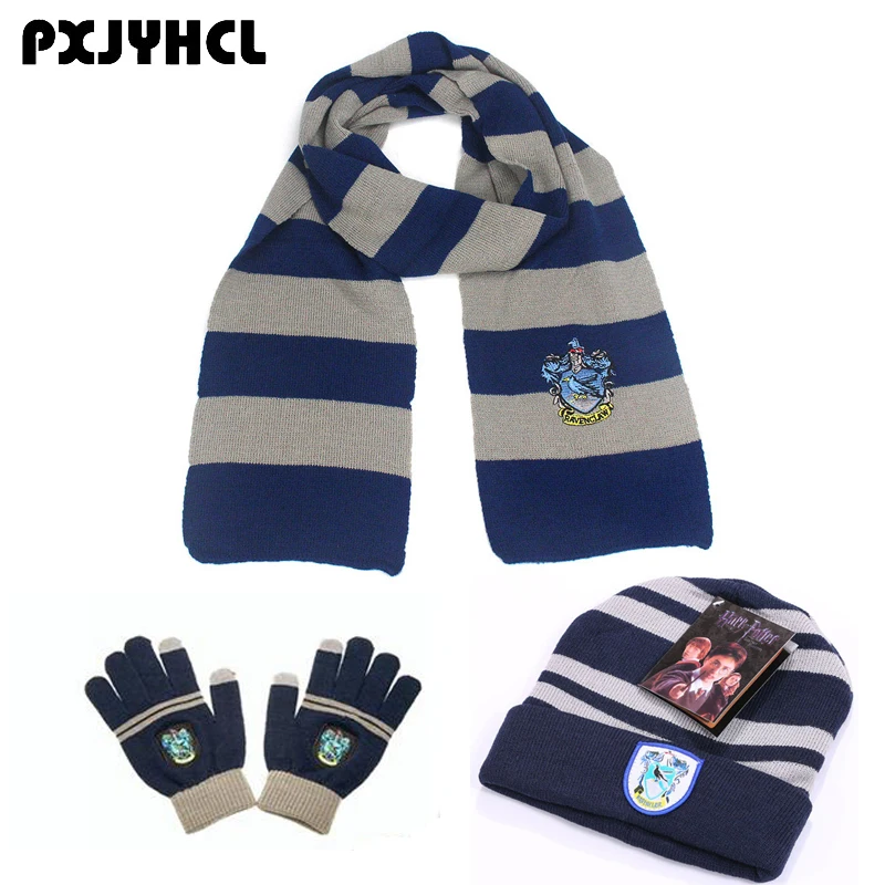 

Adult Kid Gryffindor Slytherin Hufflepuff Ravenclaw Cosplay Scarf Hat Touch Glove Scarf Warm Anime Neckerchief Christmas Gift