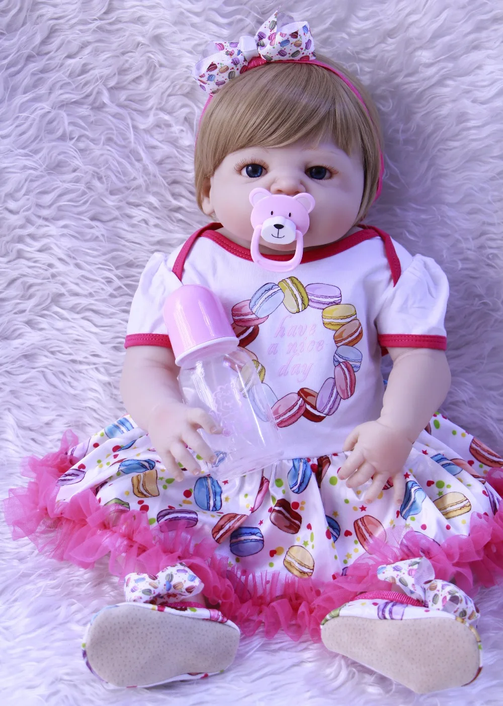 

57cm Full Silicone Body Vinyl Reborn Girl Lifelike Baby lol bebe Doll Newborn Princess Toddler Toy Bonecas bathe Birthday Gift