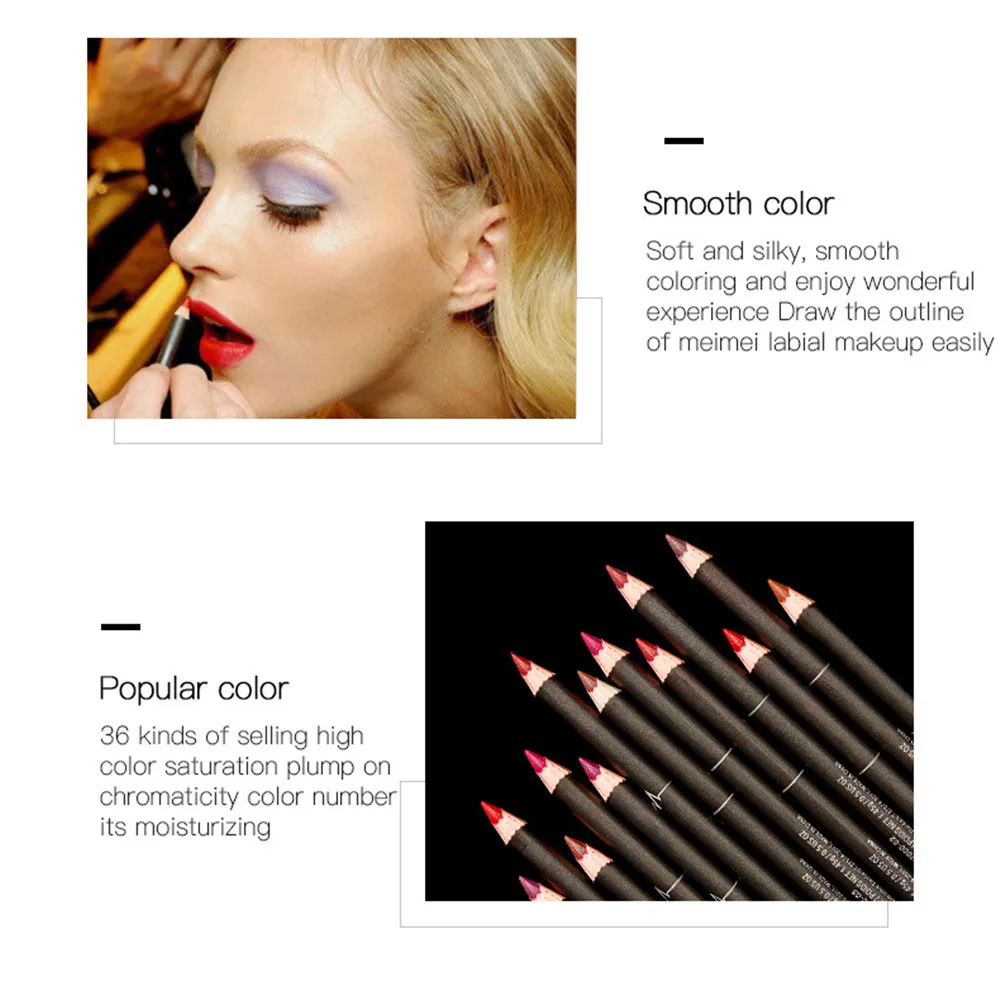 Pudaier 12 шт Matte Lip Liner Pencil Макияж комплект водостойкий лайнер для губ увлажнитель длительного действия красочные мягкие косметика для губ ручка