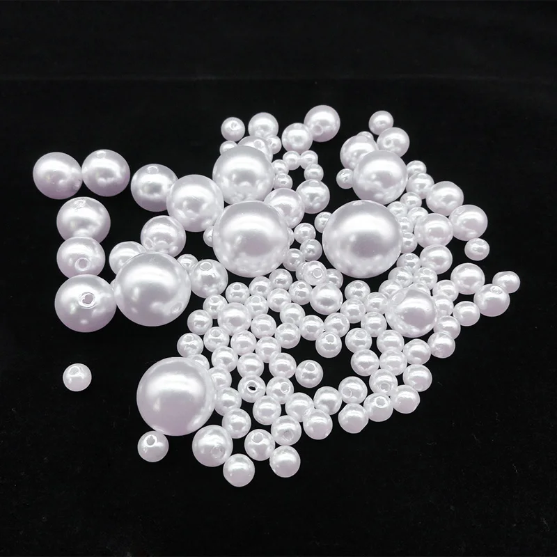 

3-25mm Dia Straight Hole White Color Imitation Pearls Beads Round Loose Beads DIY Bracelet Necklace Jewelry Making Accessories