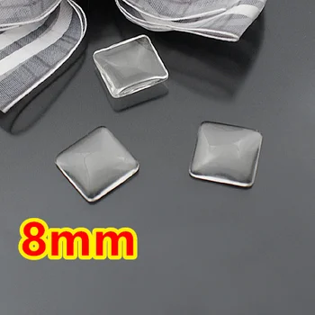 

Free shipping! 200pcs 8mm clear domed magnifying Square glass cabochons,photo jewelry pendant inserts glass