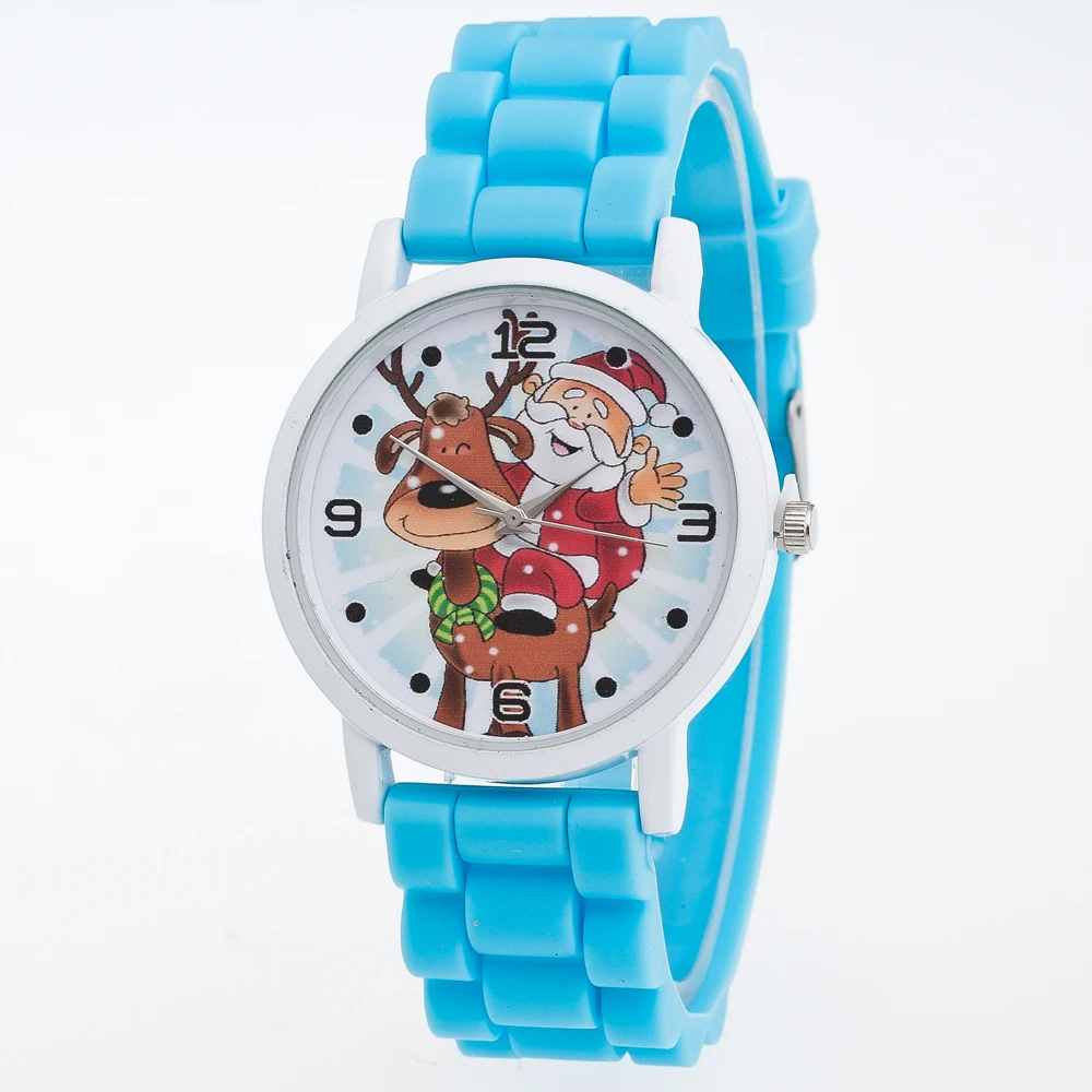 Классический мультфильм Рождественские подарки детей Цвет модные часы силиконовый ремешок наручные часы минималистский детские часы