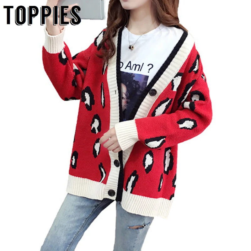 2021 Knitted Cardigan Women Leopard Sweater Loose Coat Female Knitting Jacket Korean Style Long Sweaters |