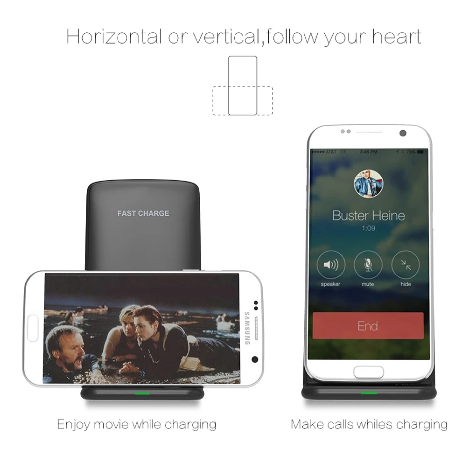 !ACCEZZ 2 in 1 Vertical Phone Stand Charger Fast Qi Wireless Charging For iPhone X 8 Plus XS Samsung Galaxy S8 S9 Desktop Charge (2)