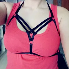 JLX. Жгут Harajuku открытый грудь клетка бюстгальтер/бюстгальтер без бретелек/крест накрест короткий топ бондаж белье/фетиш одежда O0400