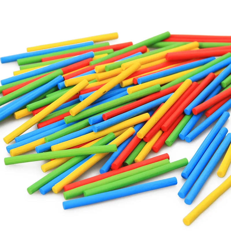 

Logwood 100pcs Bamboo Counting Sticks Montessori Math Toys Children Baby Learning Game Stick Bar Multi-Color Rod