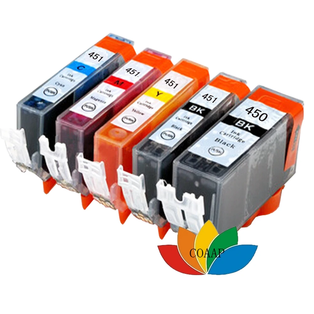 

5 Cartridge canon 450 451 ink cartridge for PIXMA MG5440 MG6340 MG6440 MG7140 MG7540 iX6540 iX6840 iP7240 iP8740 MX924