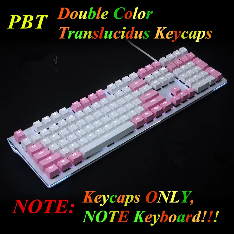 Просвечивающая клавиша белого и розового цвета, подходящая 108 PBT с подсветкой, OEM профиль для MX переключателей, механическая клавиатура, Игровая клавиатура