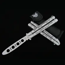 Нож инструмент для обучения Balisong складной нож из нержавеющей стали Рисунок дракона титановое покрытие Бабочка Стиль тупое лезвие