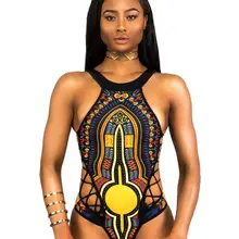 Африканский цифровой Женский цельный купальник женский сексуальный бандажный купальный костюм Пляжная одежда больших размеров купальник с ремешками боди W9570