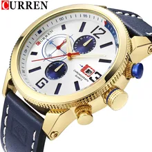 Мужские часы Топ бренд класса люкс CURREN хронограф водонепроницаемые мужские часы кожа военные наручные часы новые спортивные relogio masculino