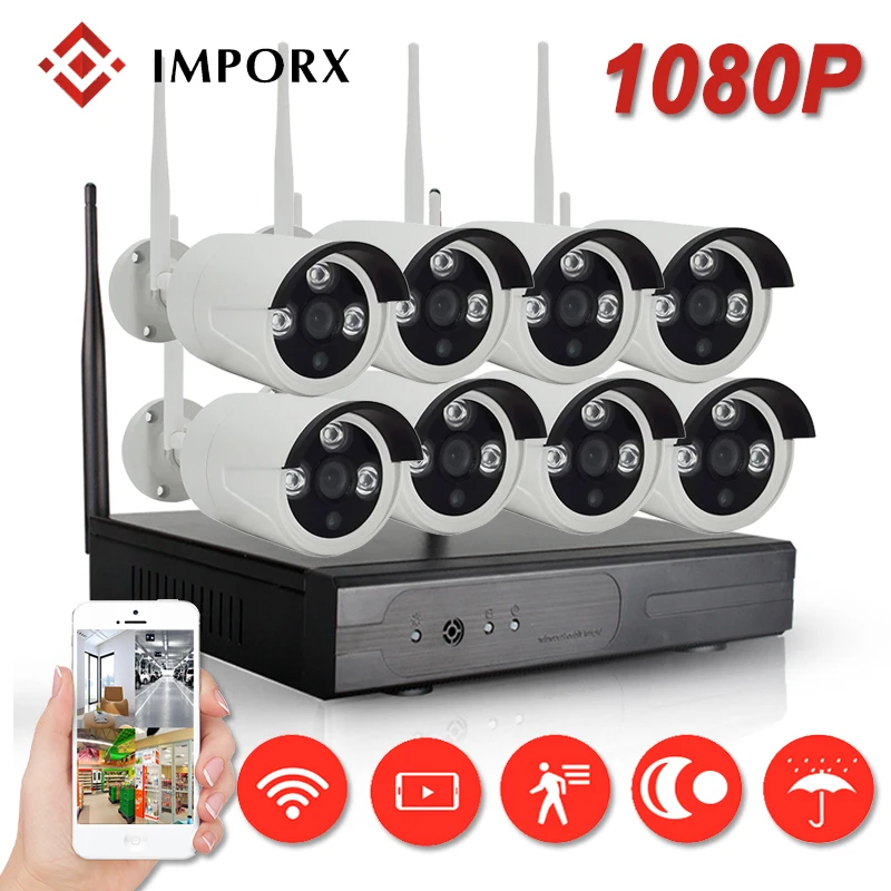 

IMPORX 8CH 2MP Wireless Security Camera CCTV IP Camera Kit 1080P HD Surveillance Camera System NVR Set Outdoor Wifi CCTV Camera