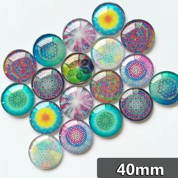 

40mm Handmade Photo Glass Cabochons Mixed Pattern Domed Round Jewelry Accessories Supplies for Jewelry 5pcs TP-411