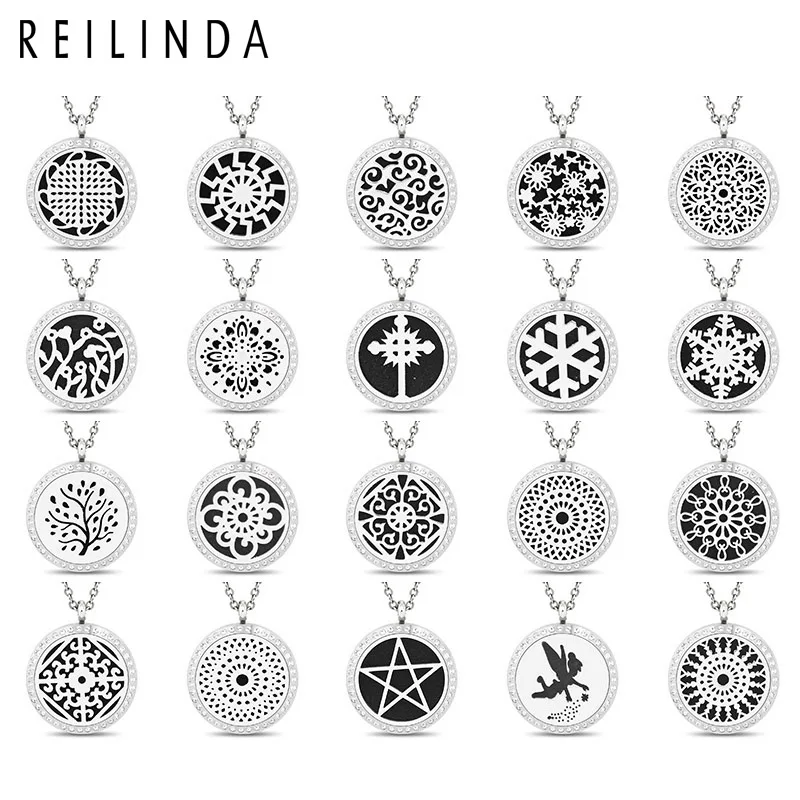 Wholesale Essential Oil Necklace 30mm Stainless Steel Locket 20 Styles