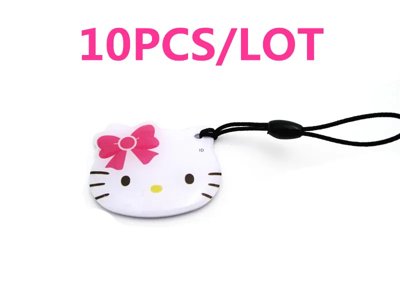 

10pcs cartoon hello kitty EM4305 125Khz RFID Writable Rewrite Proximity ID Token Tag Key Keyfobs blank card For Copier
