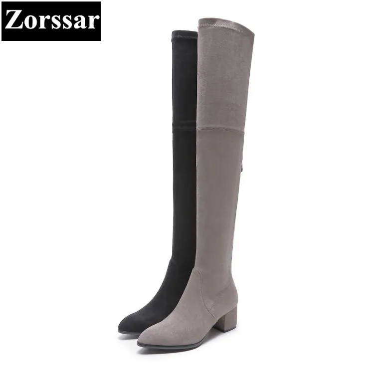

{Zorssar} 2018 NEW Fashion Suede Boots Women High heels over-knee boots pointed toe womens snow Boots autumn winter women shoes