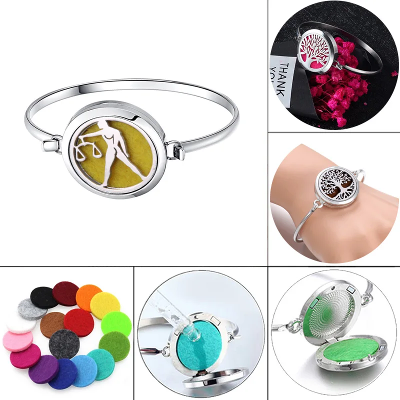 

Mixed style Aromatherapy Bracelet Jewelry Perfume Essential Oil Diffuser Locket Bracelet libra Stainless Perfume Bangle