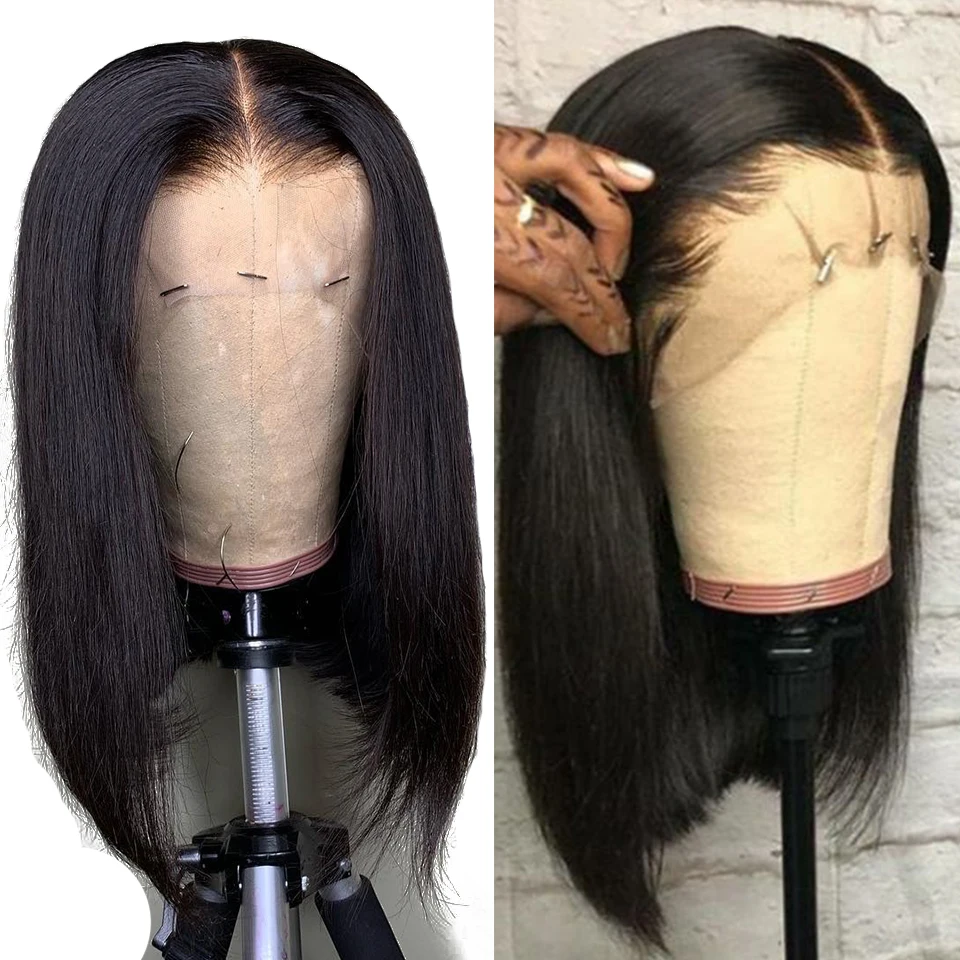 

Lumiere Hair 13X4 Brazilian Lace Front Human Hair Wigs Remy Straight Bob Human Hair Wig With Baby Hair Pre Plucked Natural Black