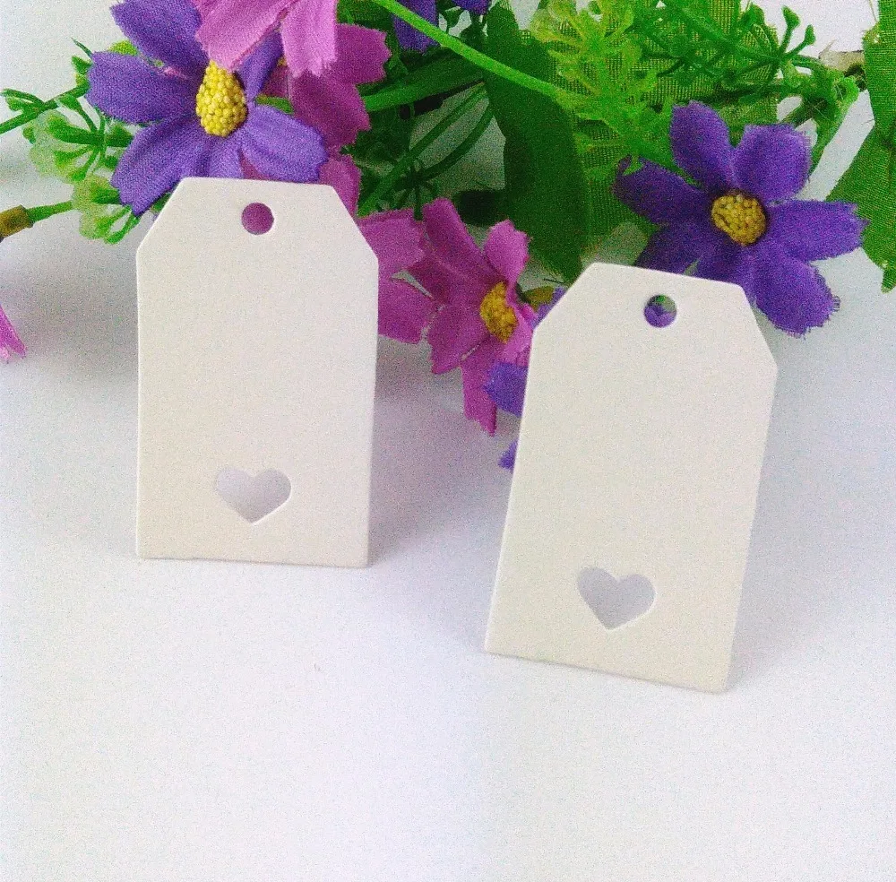 White Paper 400PCS 5*3 cm With Heart Hole Hang Tags+400PCS Hemp Strings Jewelry Head Cards Mark DIY Handmade Accept Custom Logo | Дом и сад