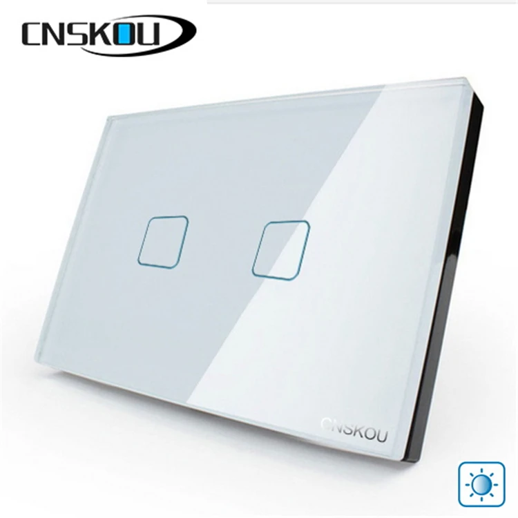 

Cnskou US/AU Standard 2Gang Dimmer Remote Switch Wall Light Wireless Remote Dimmer Switches Black Crystal Panel Manufacturer